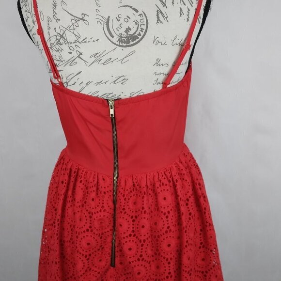 Gianni Bini GB |  Lace Spaghetti Strap Fit & Flare Mini Dress Red | Size M - Picture 8 of 11